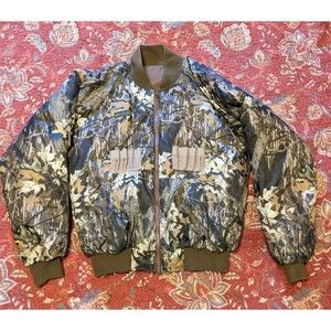 Vintage Columbia Duck Camo Reversible Bomber Puffer Hunting Jacket Coat Size M